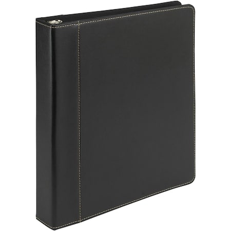 Davenport 1 in. Contrast Stitch Leather Ring Binder, Black - Letter Size DA2481152